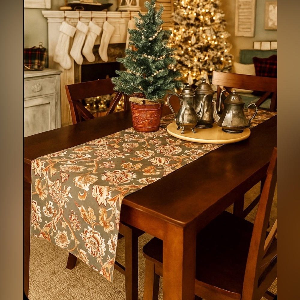 COST PLUS WORLD MARKET Floral and Striped Cotton Runner #0730254